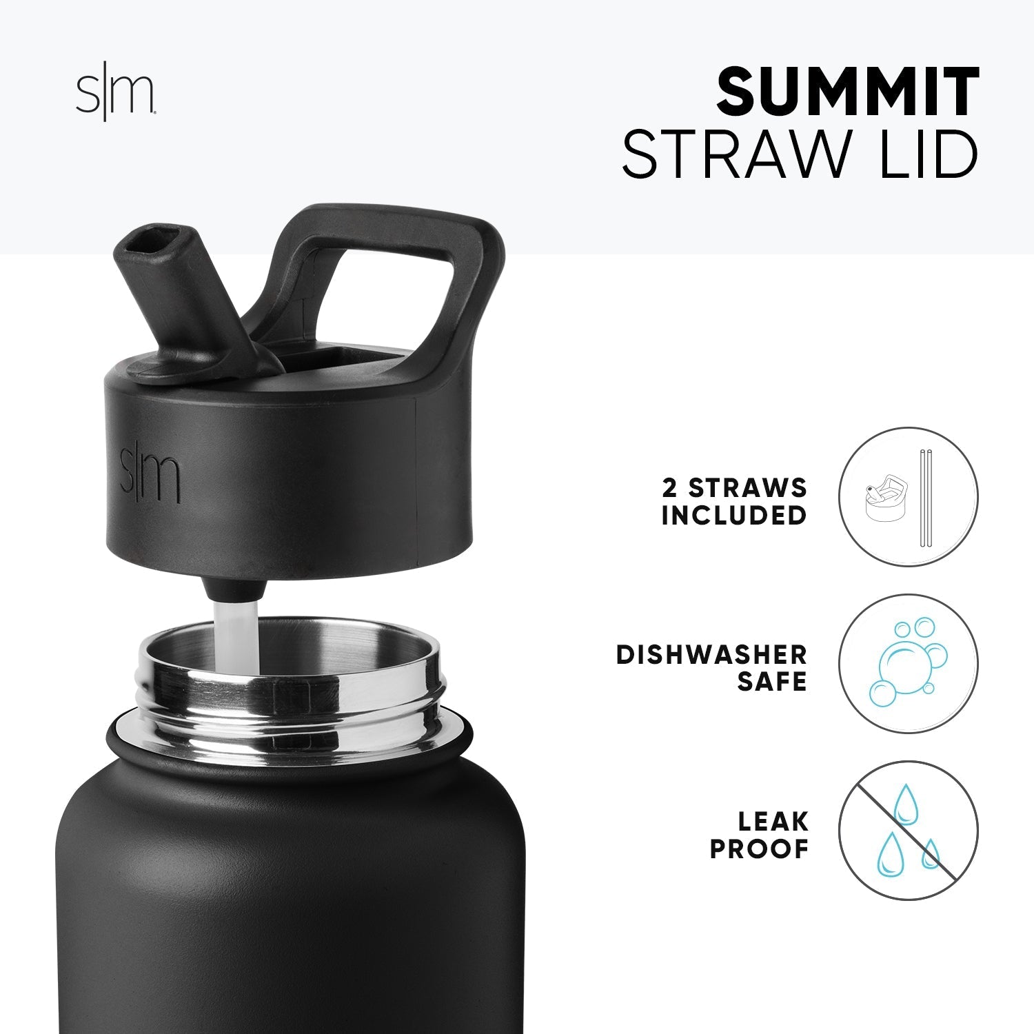 Collegiate Summit Water Bottle with Straw Lid - Image 2