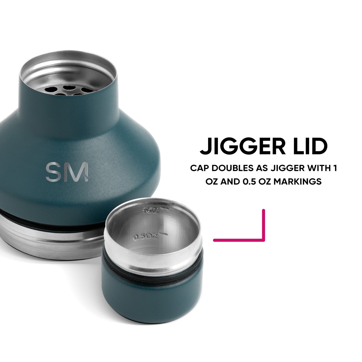 Classic Cocktail Shaker with Jigger Lid - Image 2