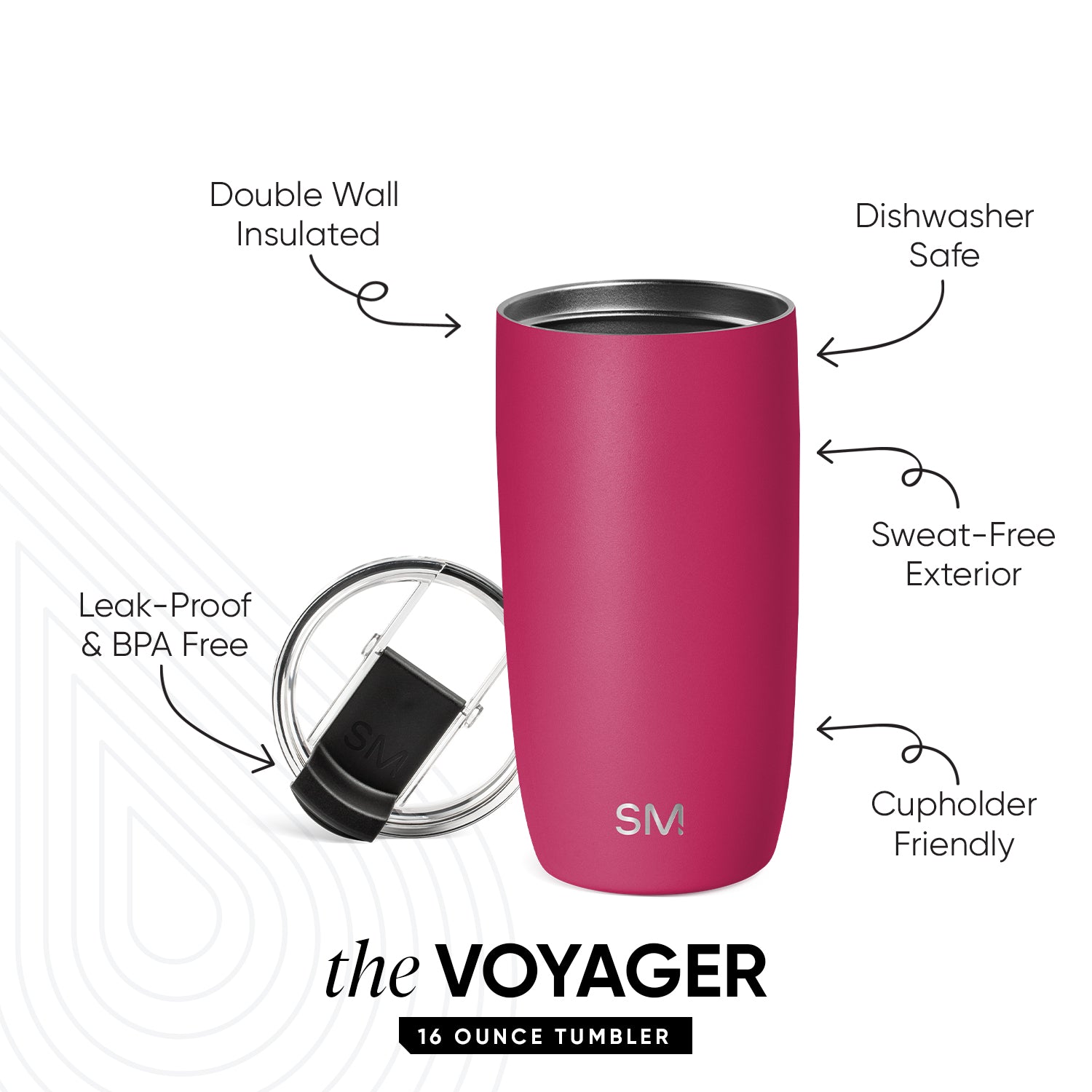 Voyager Tumbler with Clear Flip Lid & Straw - Image 2