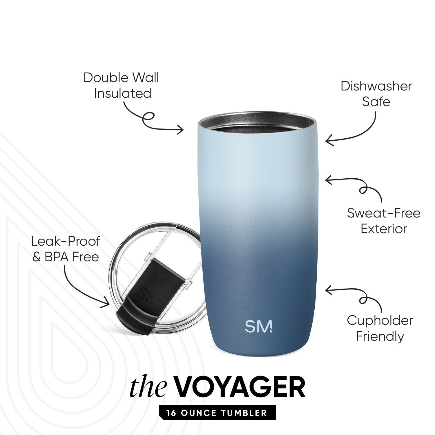 Voyager Tumbler with Clear Flip Lid & Straw - Image 2