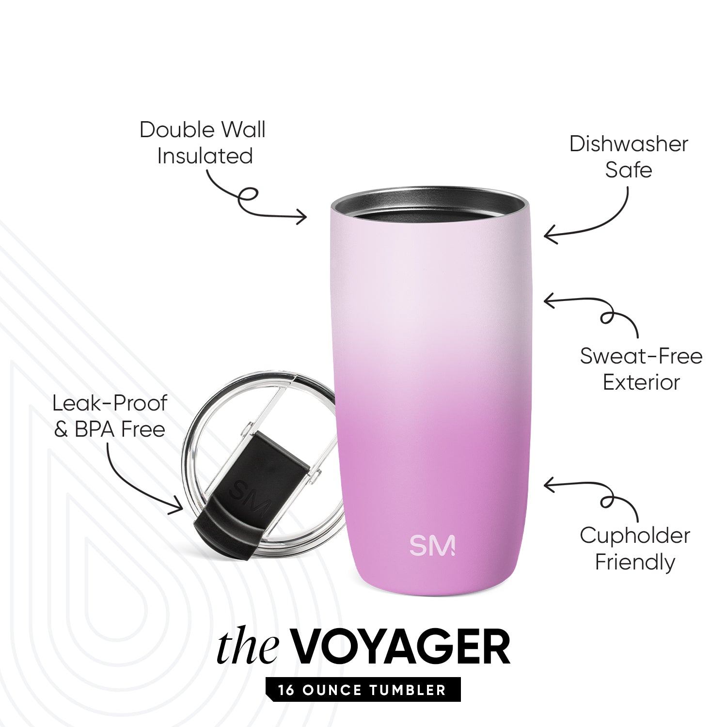Voyager Tumbler with Clear Flip Lid & Straw - Image 2