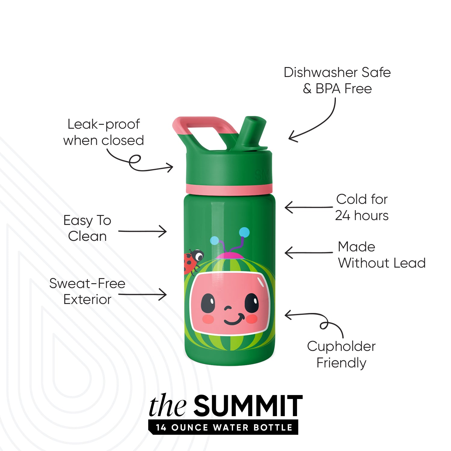 Summit Kids Water Bottle with Straw Lid - Image 2