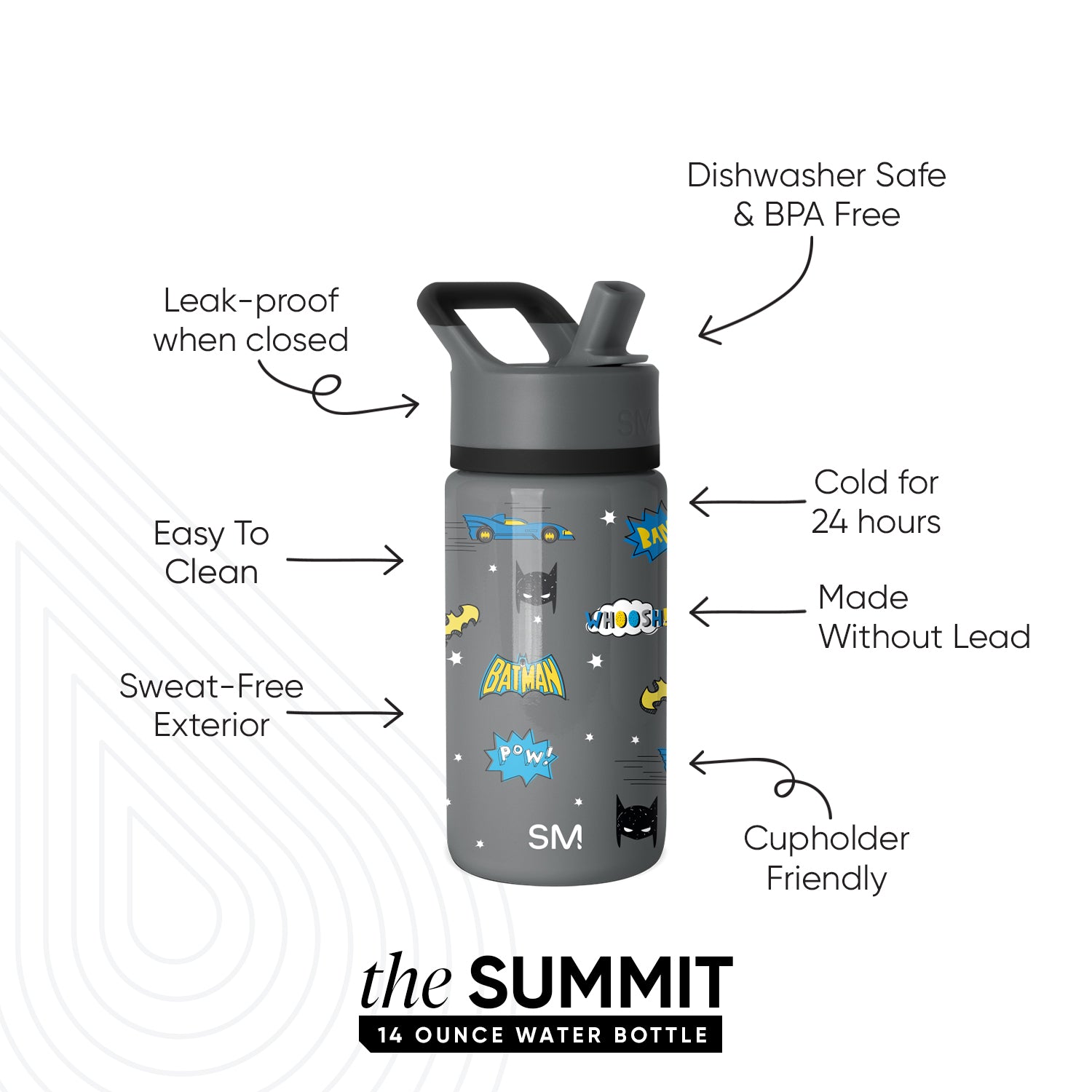 Summit Kids Water Bottle with Straw Lid - Image 2