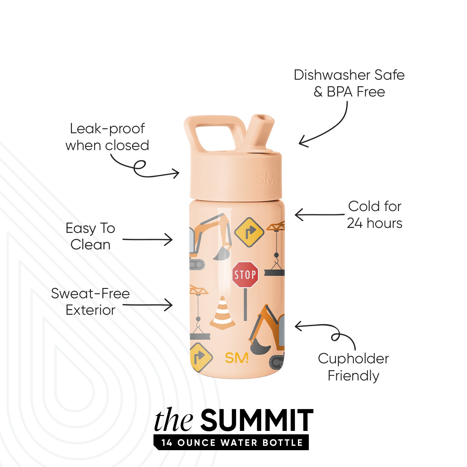 Summit Kids Water Bottle with Straw Lid - Image 2