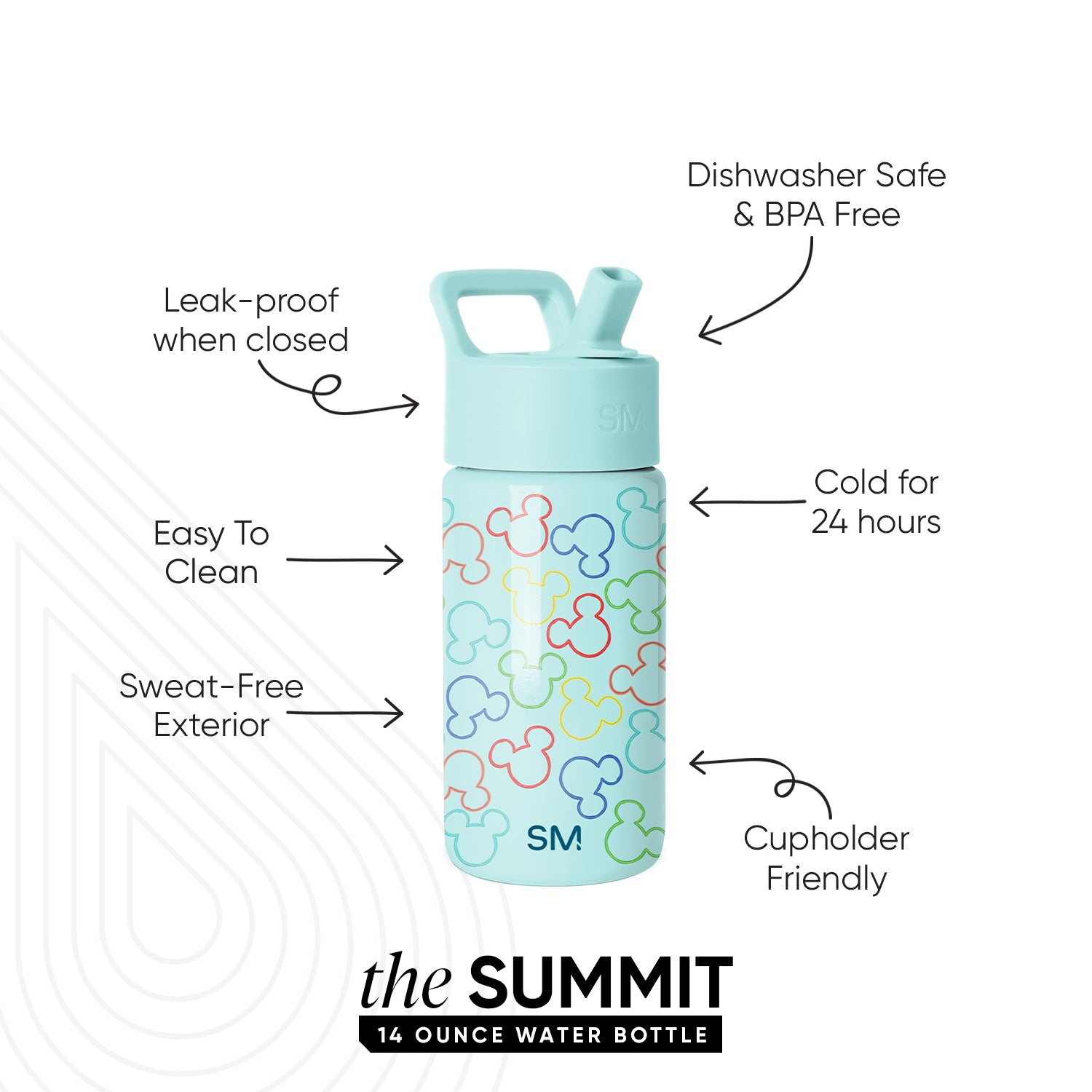 Summit Kids Water Bottle with Straw Lid - Image 2