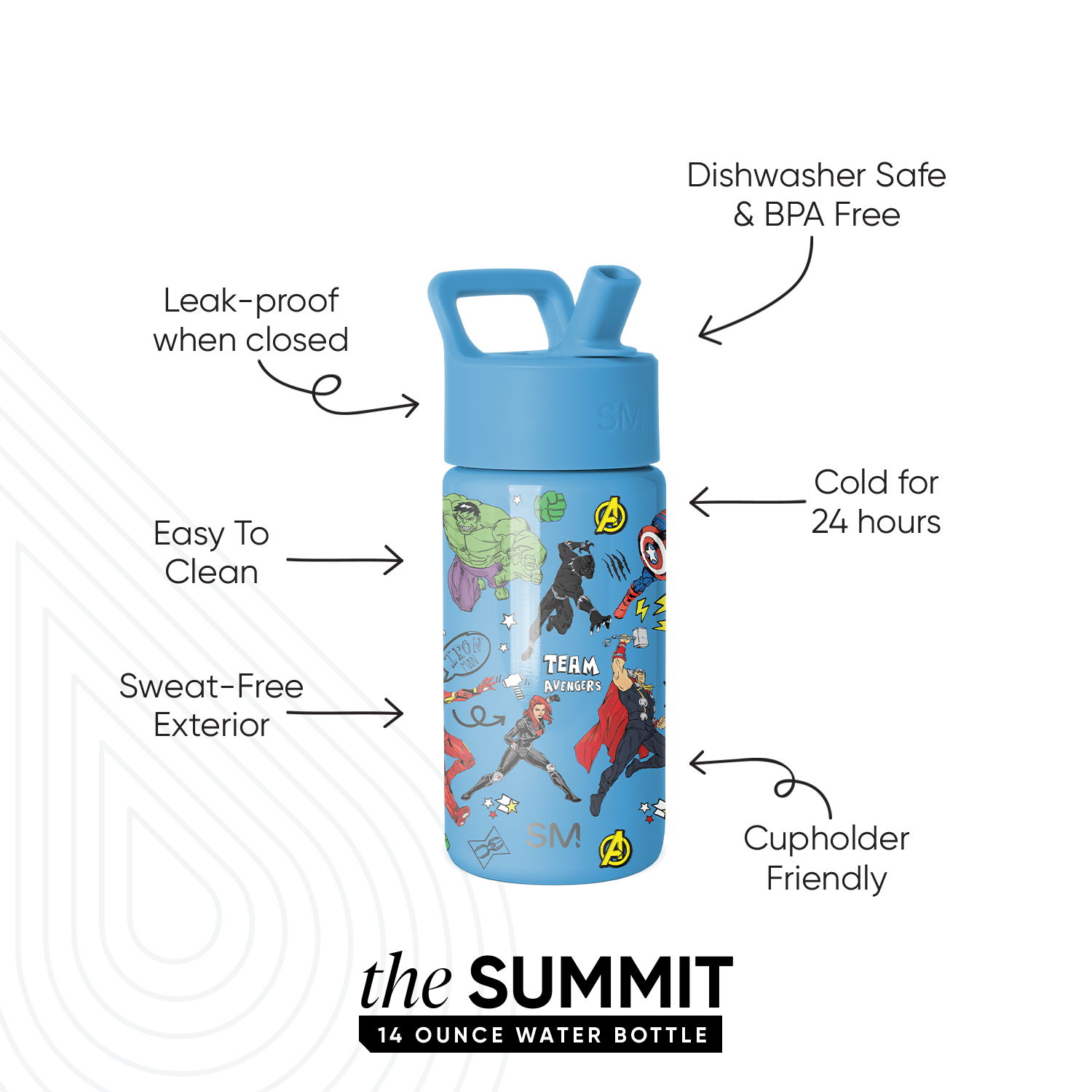 Summit Kids Water Bottle with Straw Lid - Image 2