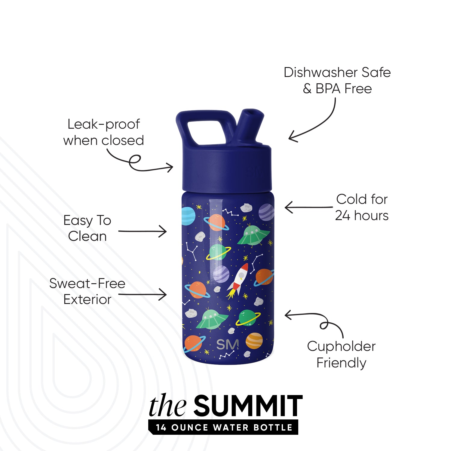 Summit Kids Water Bottle with Straw Lid - Image 2