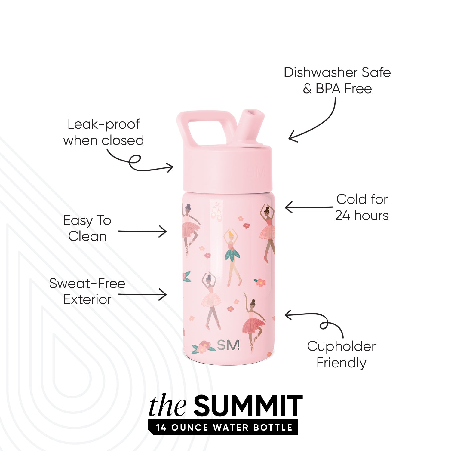 Summit Kids Water Bottle with Straw Lid - Image 2