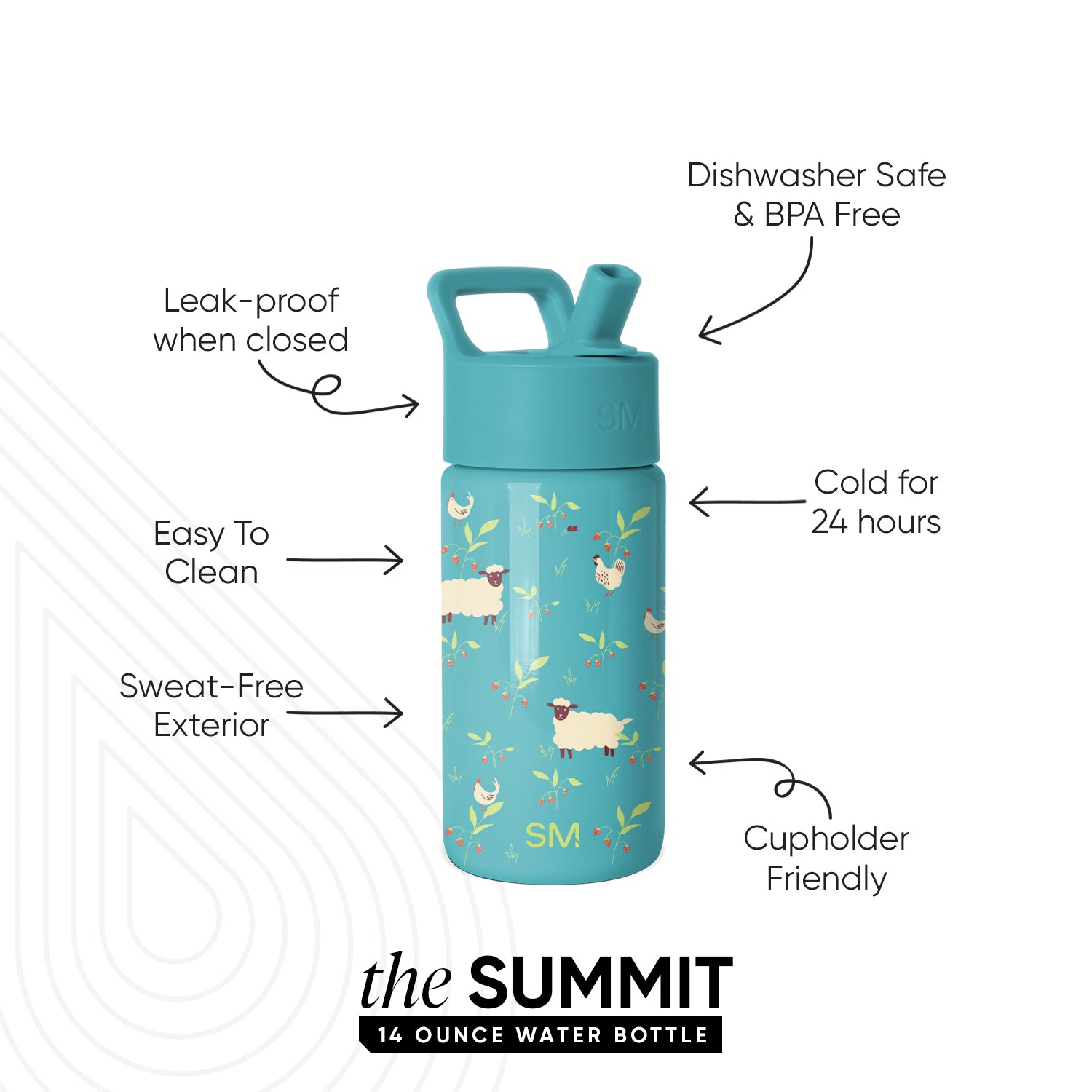 Summit Kids Water Bottle with Straw Lid - Image 2
