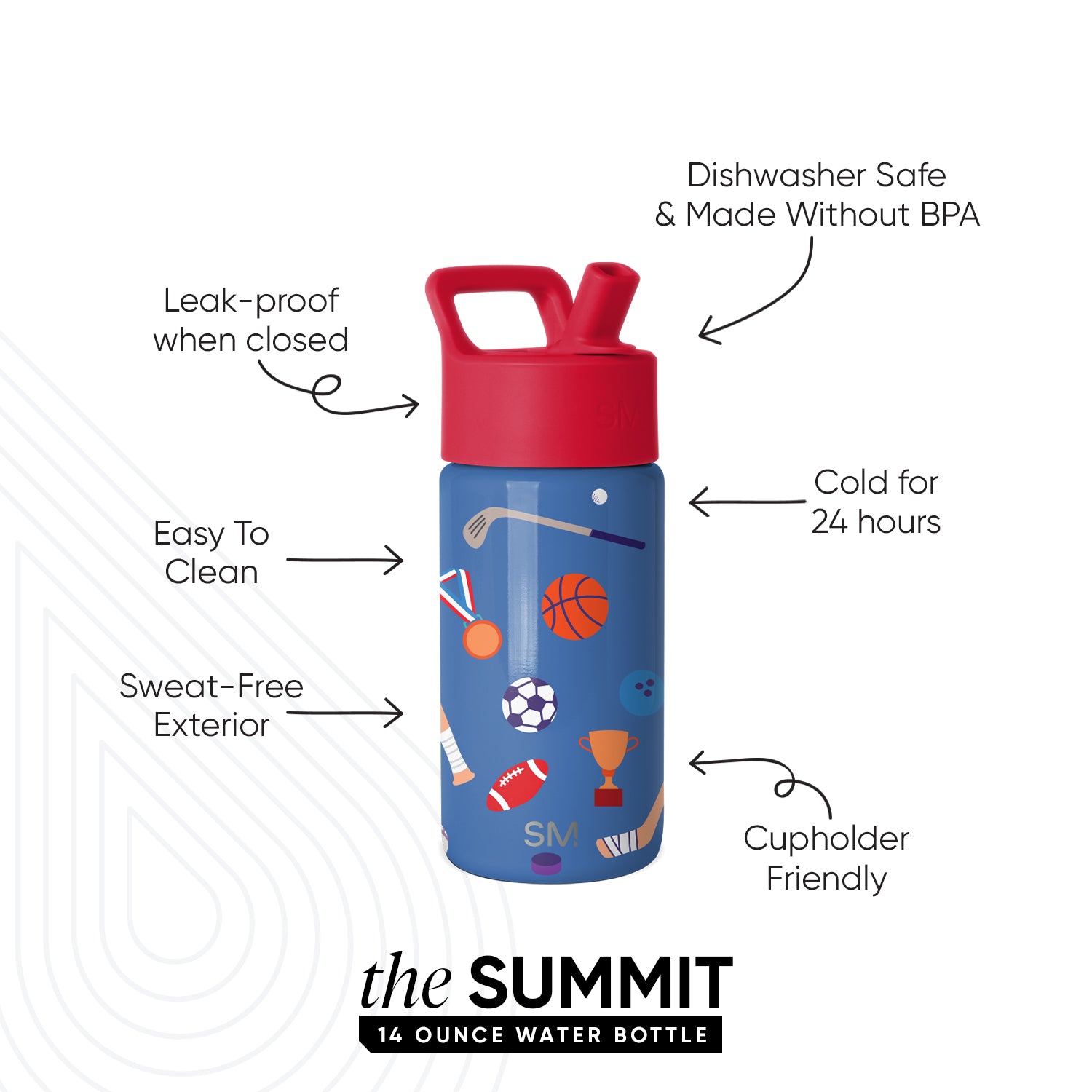 Summit Kids Water Bottle with Straw Lid - Image 2