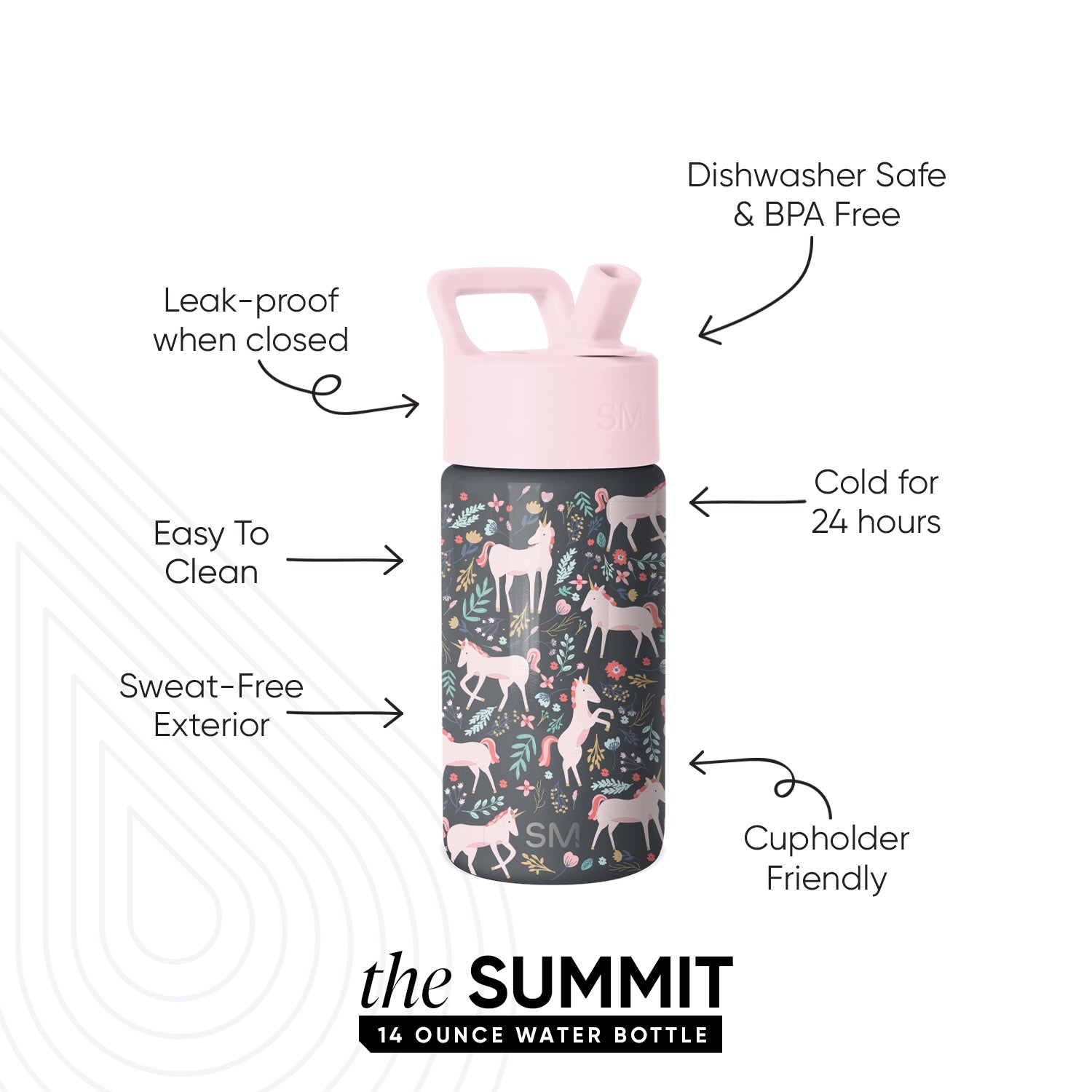 Summit Kids Water Bottle with Straw Lid - Image 2