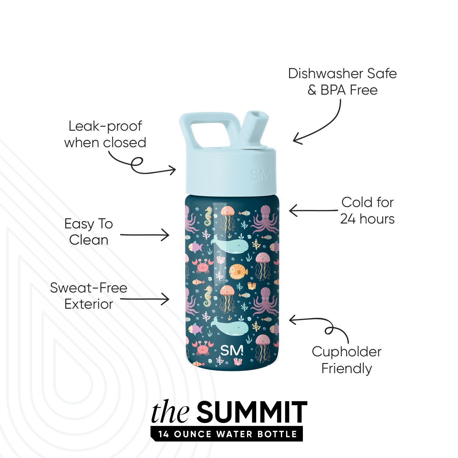 Summit Kids Water Bottle with Straw Lid - Image 2
