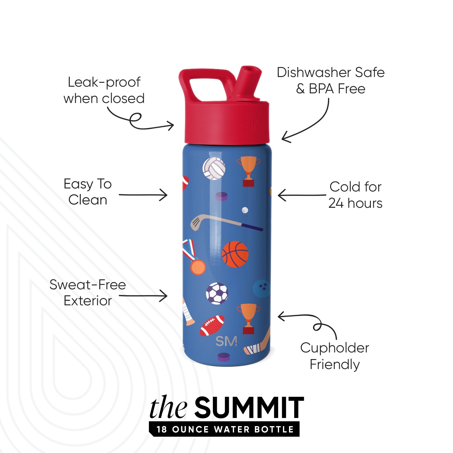 Summit Kids Water Bottle with Straw Lid - Image 2