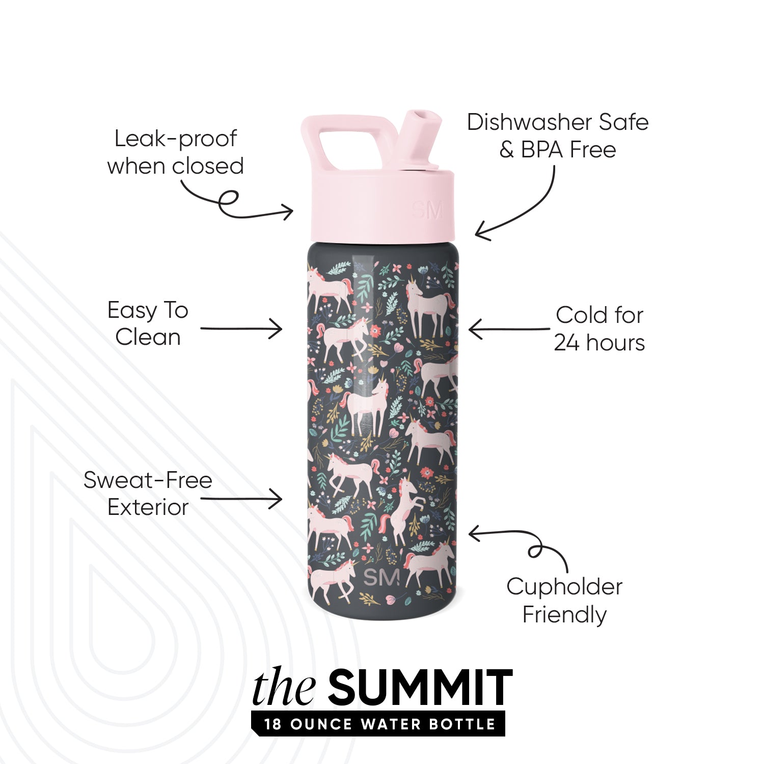 Summit Kids Water Bottle with Straw Lid - Image 2