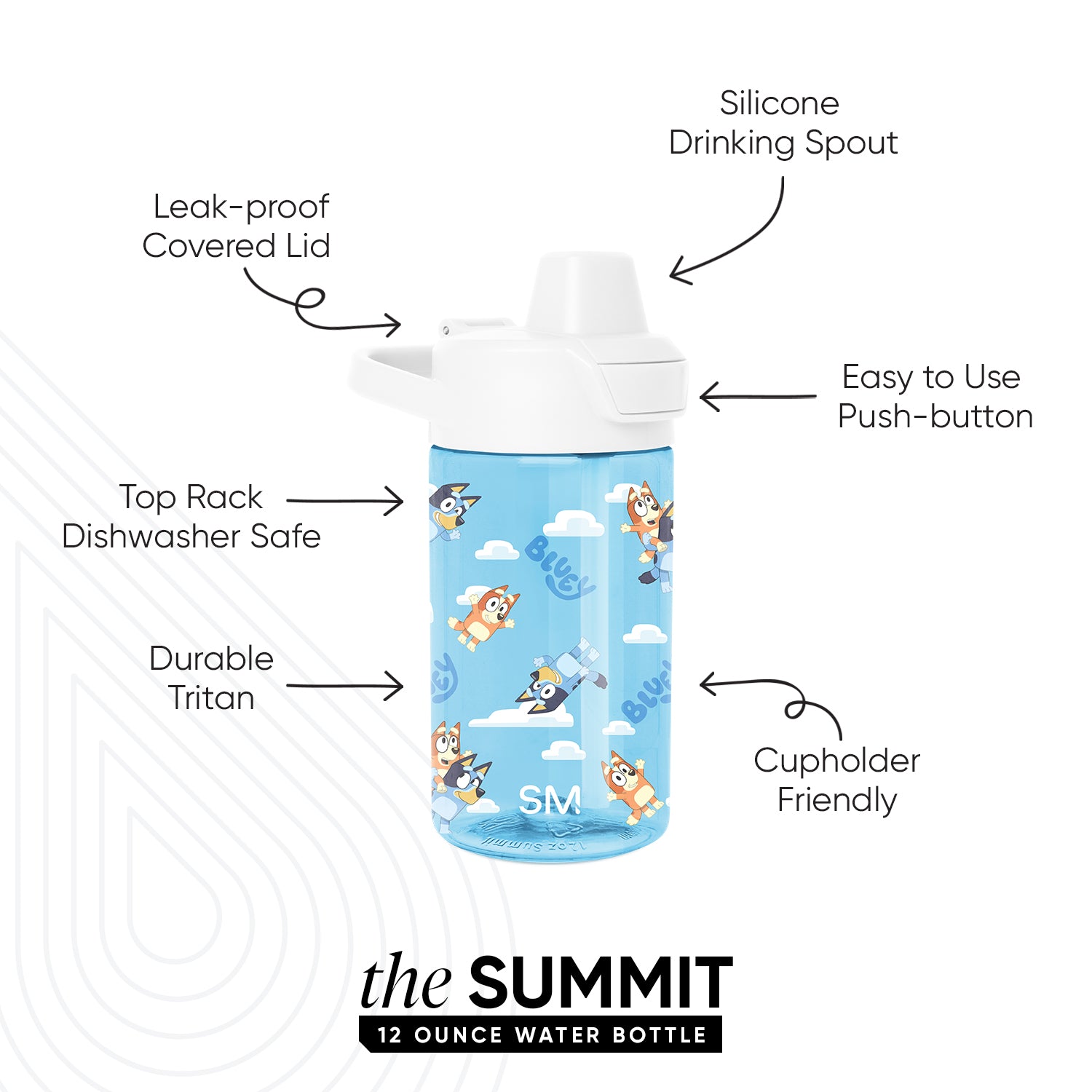 Summit Kids Plastic Water Bottle with Simple Flip Straw Lid - Image 2