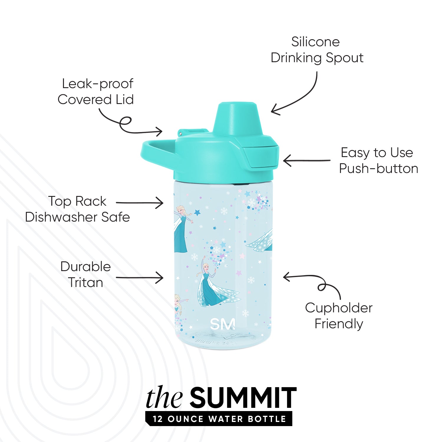 Summit Kids Plastic Water Bottle with Simple Flip Straw Lid - Image 2