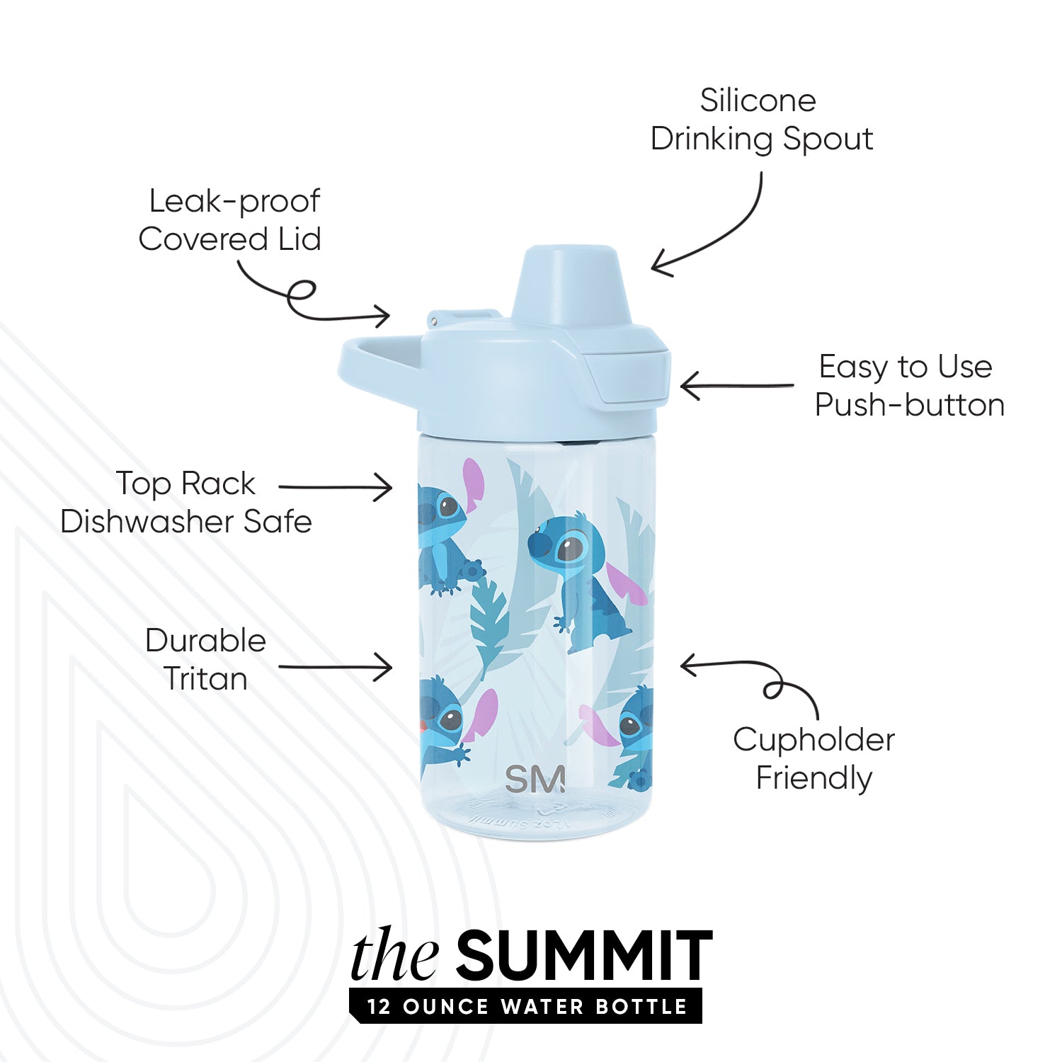 Summit Kids Plastic Water Bottle with Simple Flip Straw Lid - Image 2