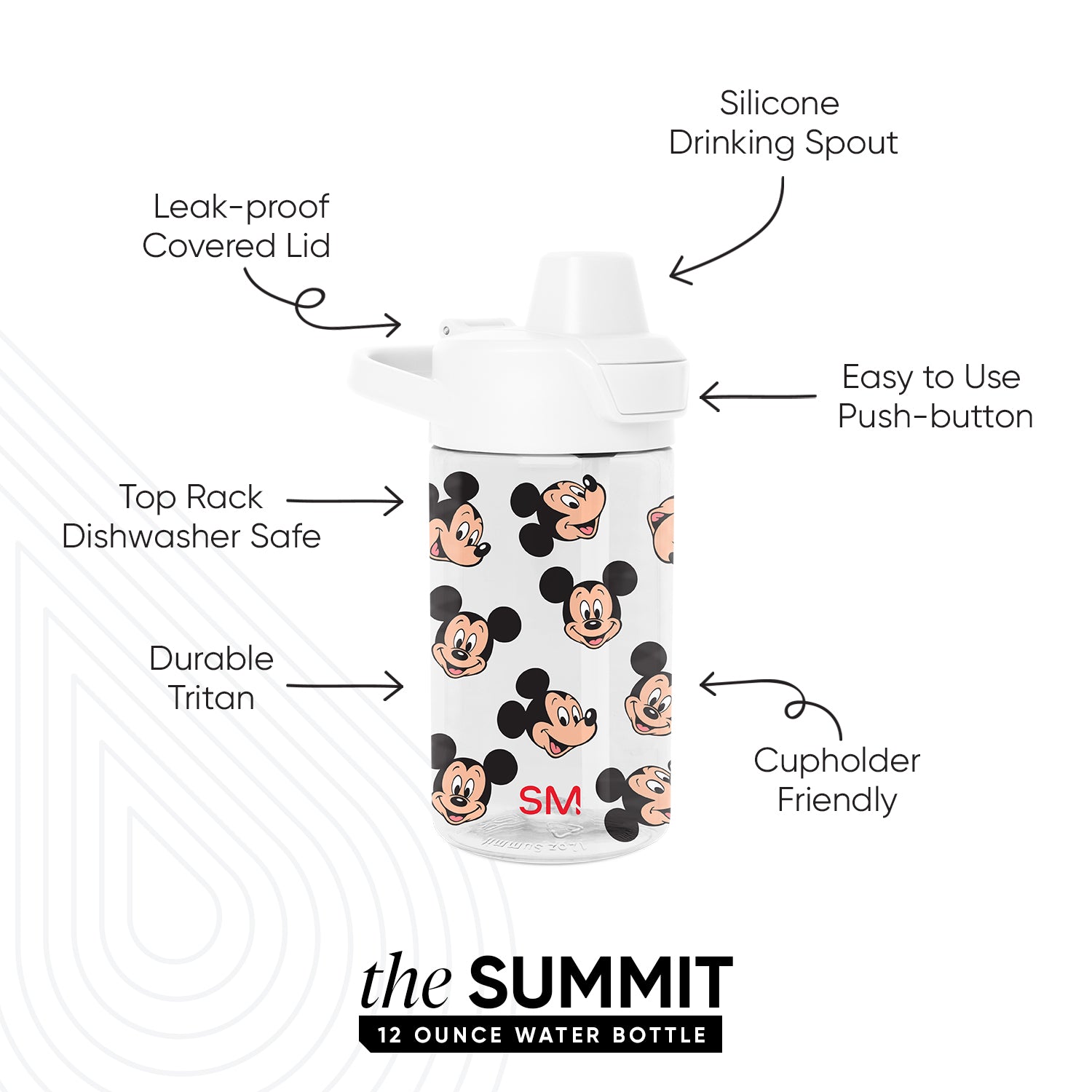 Summit Kids Plastic Water Bottle with Simple Flip Straw Lid - Image 2