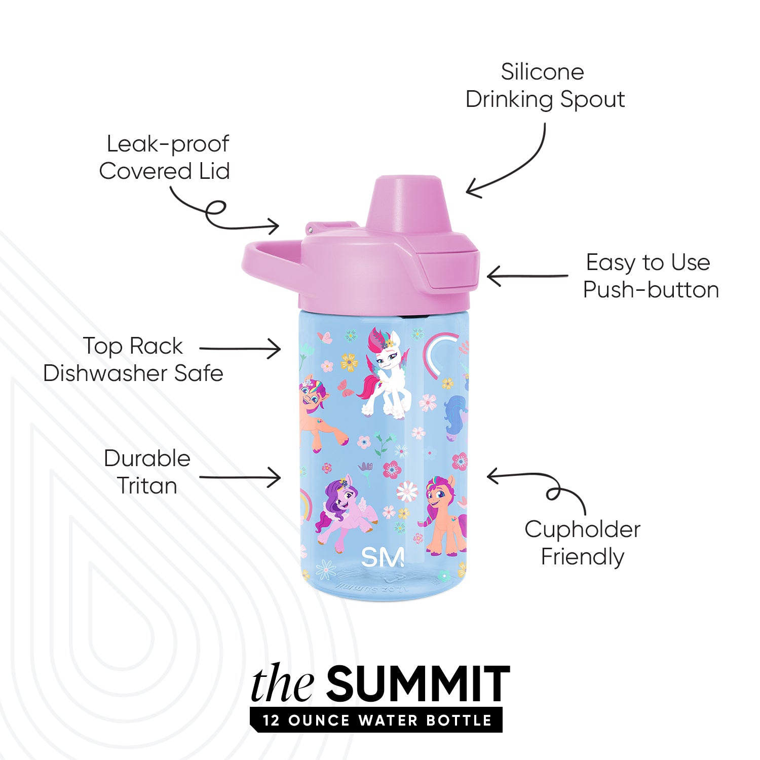 Summit Kids Plastic Water Bottle with Simple Flip Straw Lid - Image 2