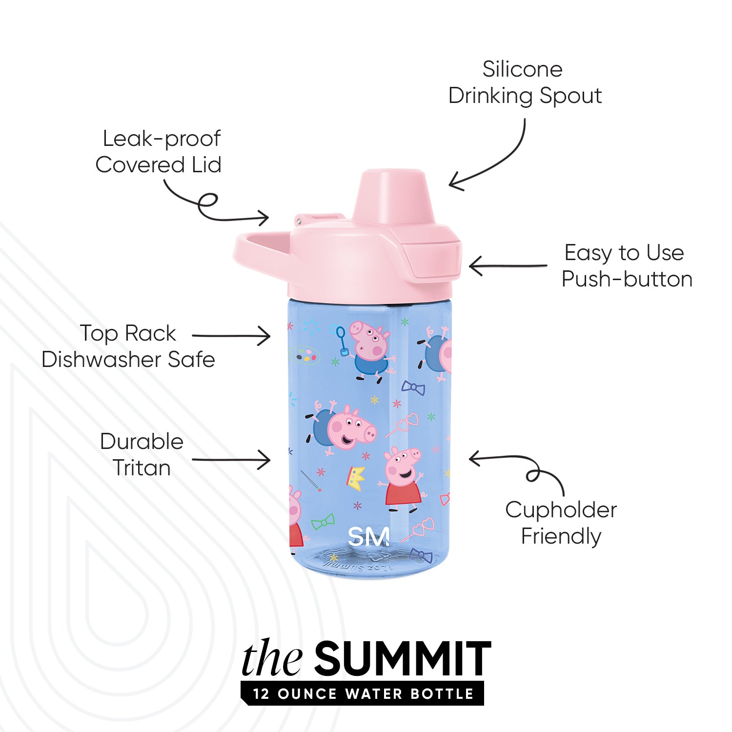 Summit Kids Plastic Water Bottle with Simple Flip Straw Lid - Image 2