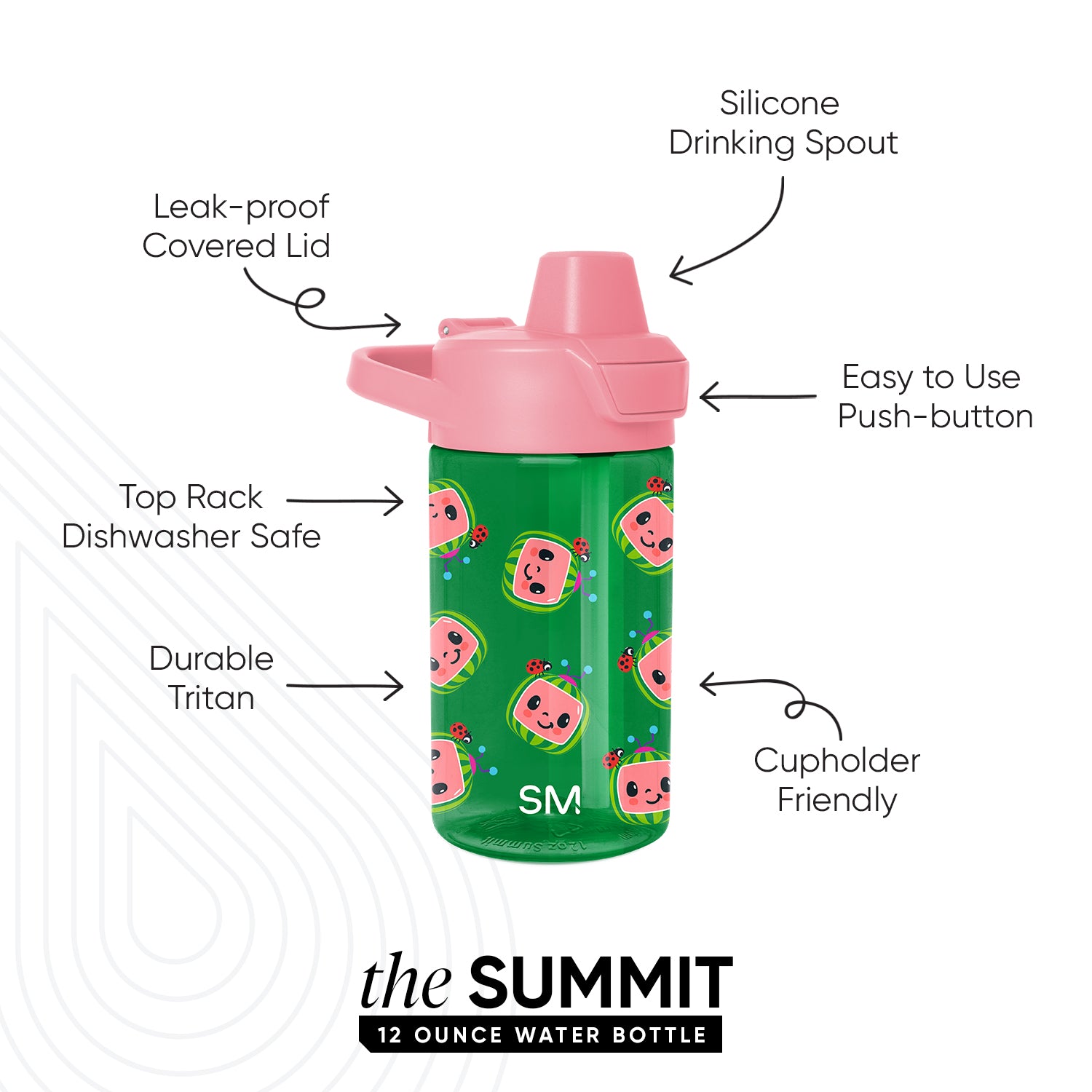 Summit Kids Plastic Water Bottle with Simple Flip Straw Lid - Image 2