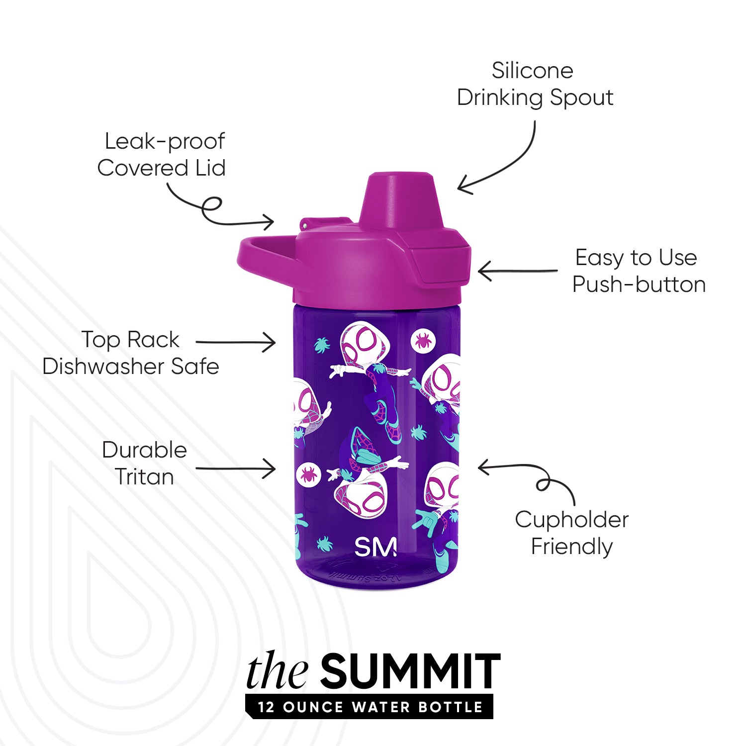 Summit Kids Plastic Water Bottle with Simple Flip Straw Lid - Image 2