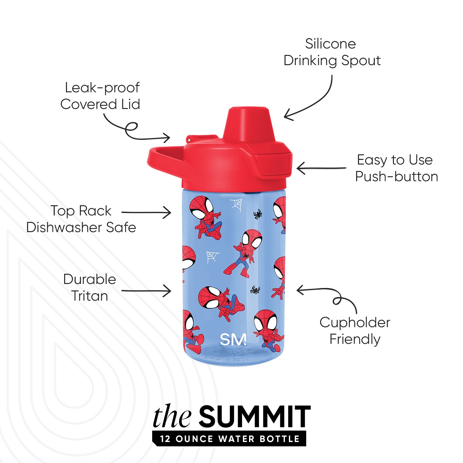 Summit Kids Plastic Water Bottle with Simple Flip Straw Lid - Image 2