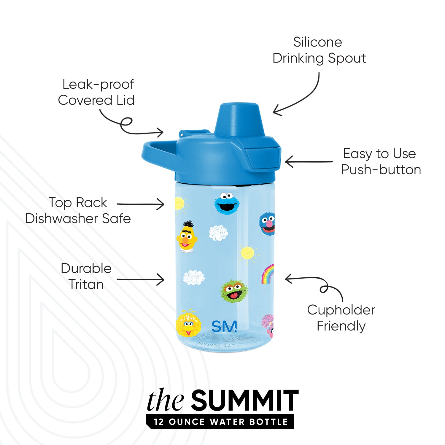 Summit Kids Plastic Water Bottle with Simple Flip Straw Lid - Image 2