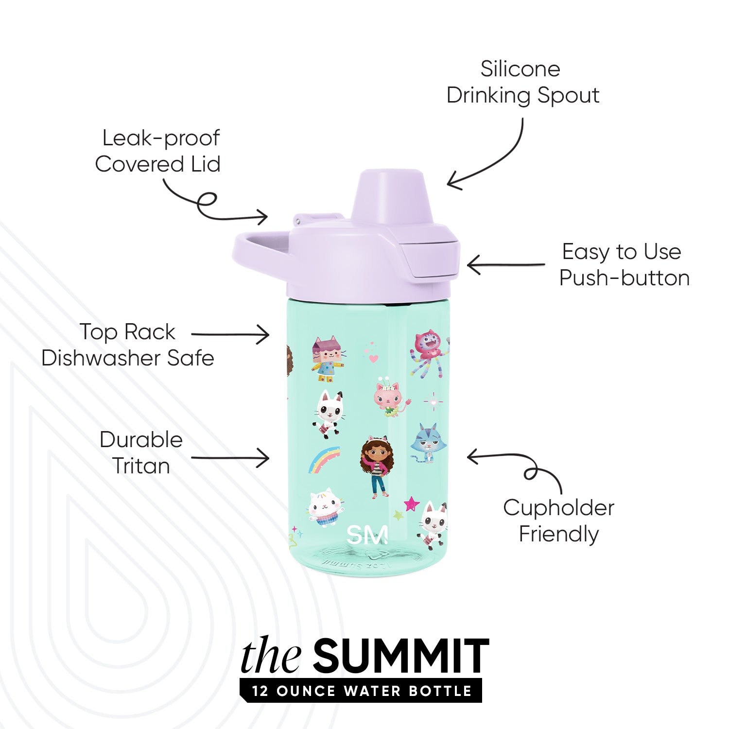 Summit Kids Plastic Water Bottle with Simple Flip Straw Lid - Image 2