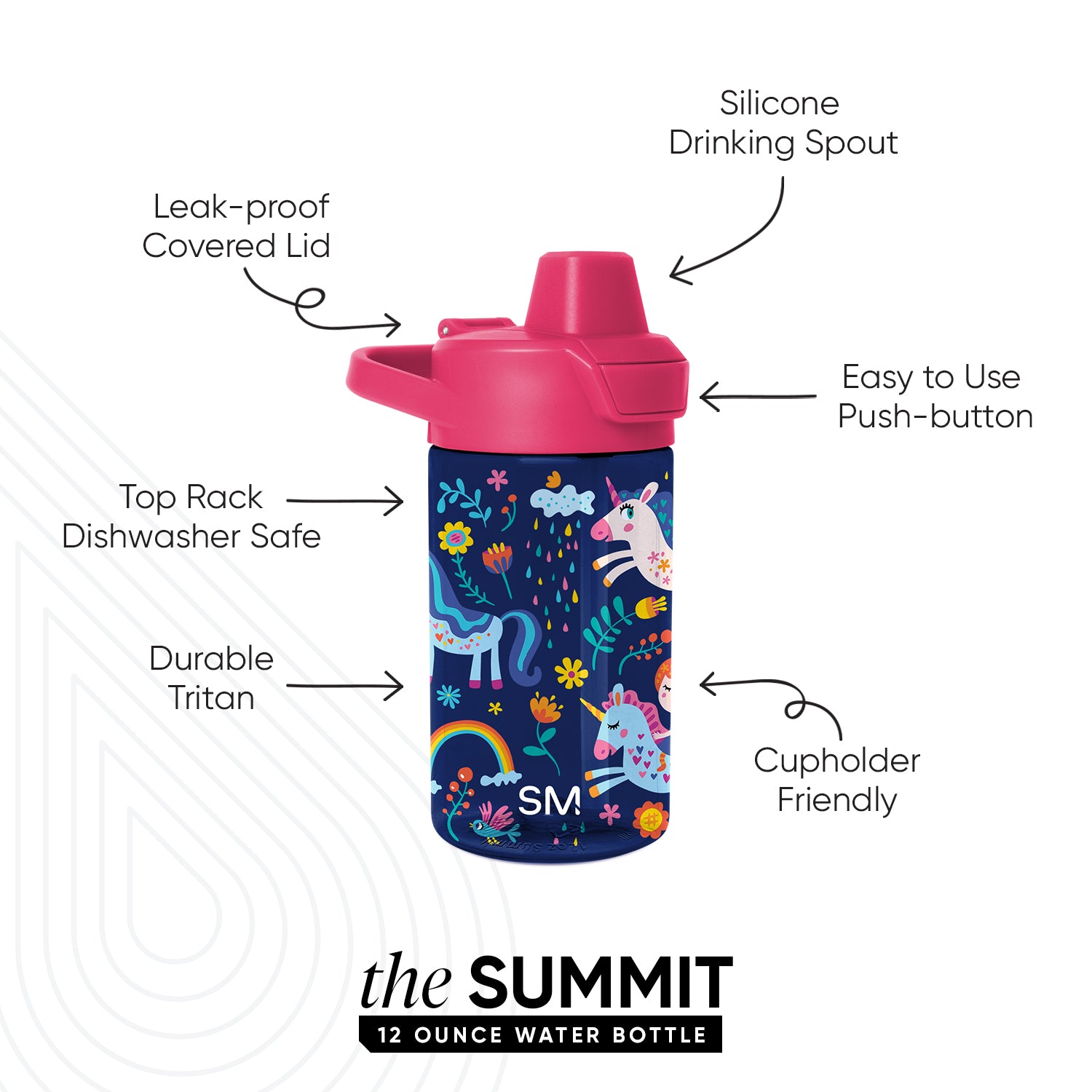 Summit Kids Plastic Water Bottle with Simple Flip Straw Lid - Image 2