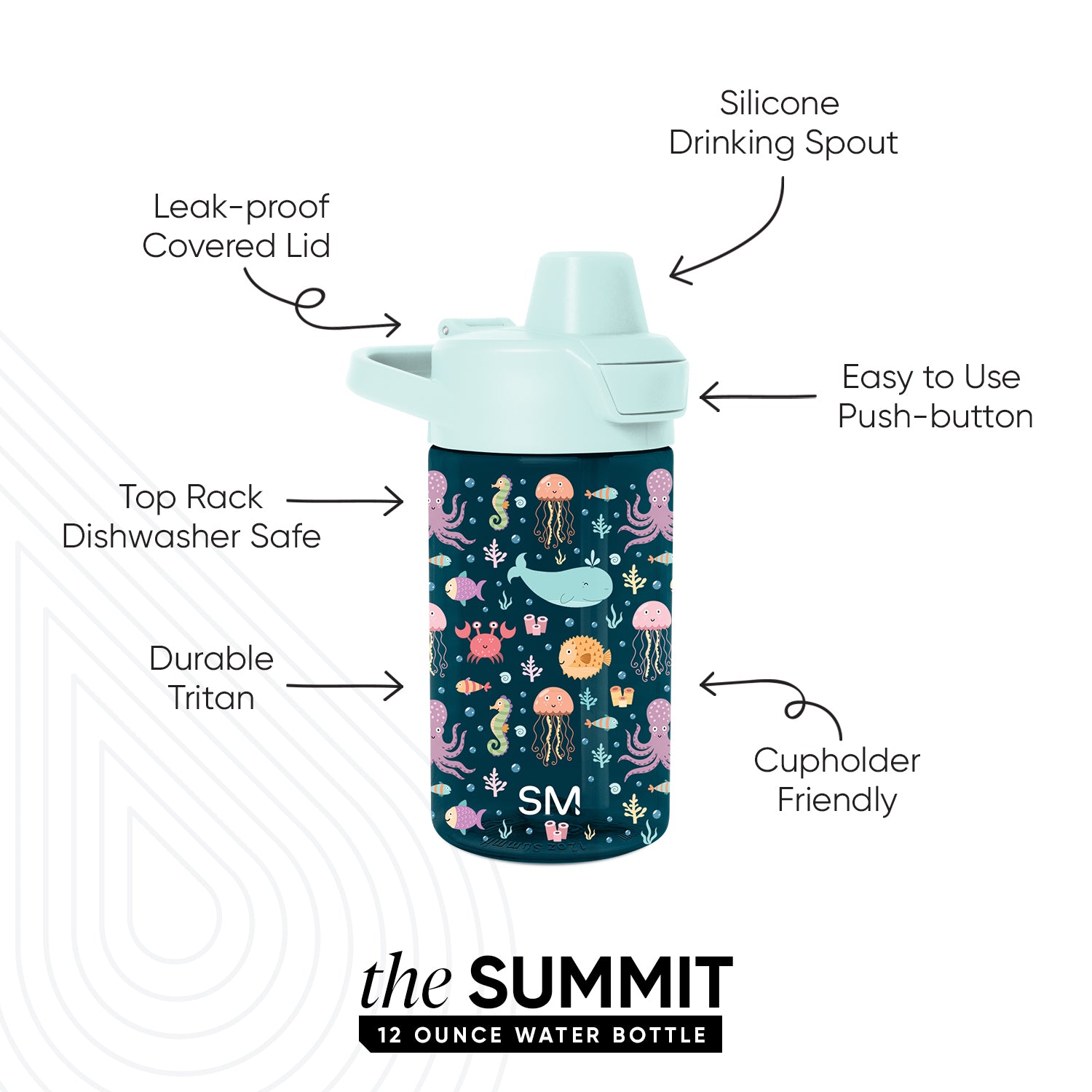 Summit Kids Plastic Water Bottle with Simple Flip Straw Lid - Image 2
