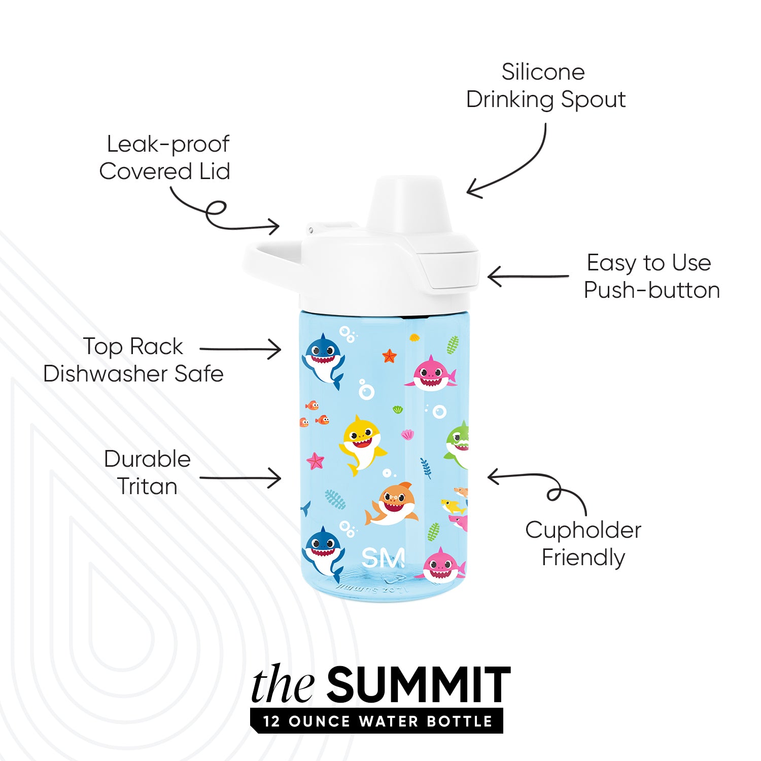 Summit Kids Plastic Water Bottle with Simple Flip Straw Lid - Image 2