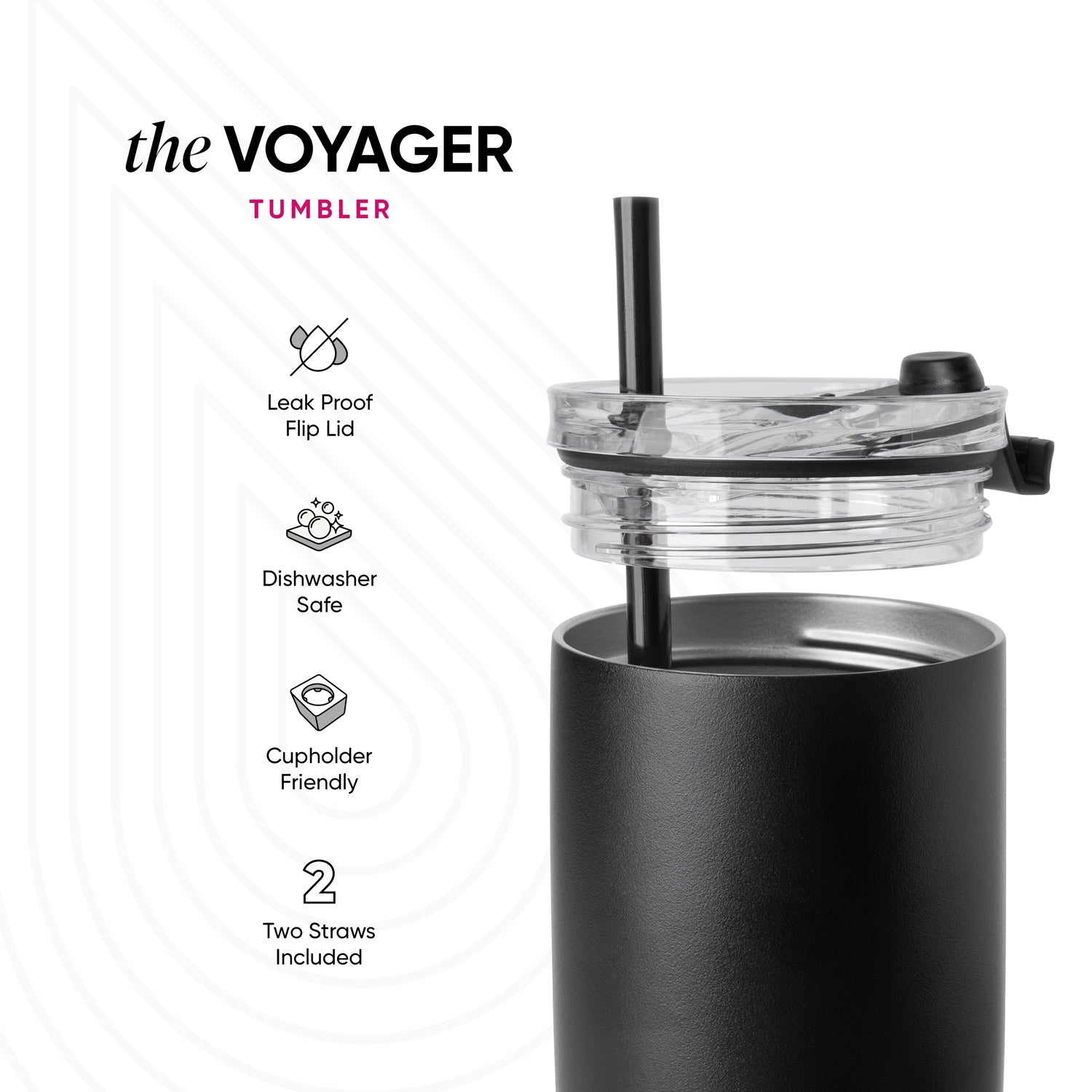 Voyager Tumbler with Clear Flip Lid & Straw - Image 4